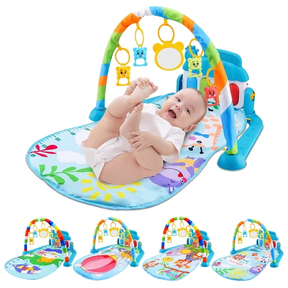 Lwlmwt Play Mat for Children Musical Learning Toys Tummy Time Activity Mat Features 5 Sensory Learning Functions for 0-3-6-12 Months Kids Suitable for Boys or Girls