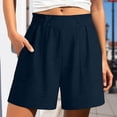 thumbnail image 2 of Guitiannn High Waisted Casual Summer Shorts for Elastic Comfort Loose Fit Solid Color Straight Leg Shorts Women's Shorts Athletic Long Chub Rub Shorts for Women Women Athletic Shorts Twill Shorts, 2 of 6