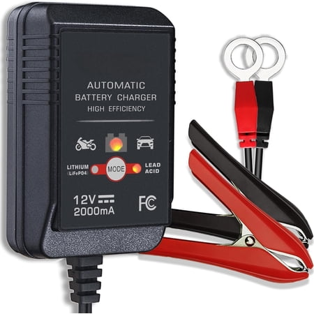 2-Amp Automatic Trickle , 12 Lead-Acid or Lithium (LiFePO4) Maintainer for , , ATV, Boat, and