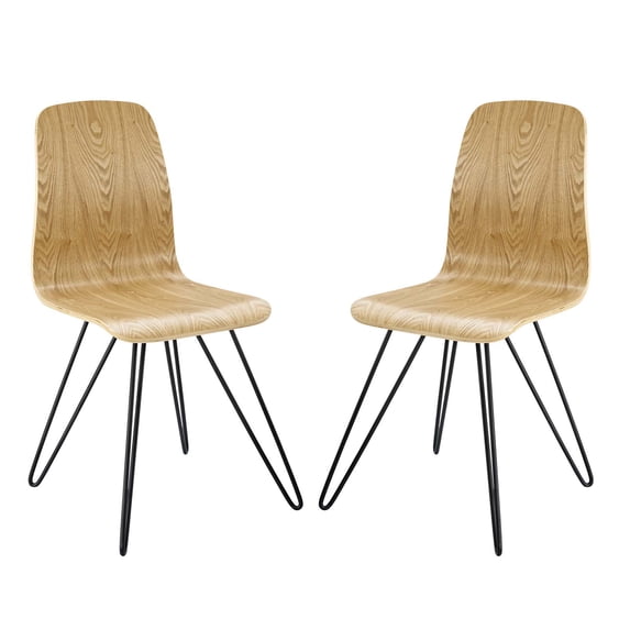 Modern Contemporary Urban Design Dining Kitchen Room Side Chair, Set of Two, Wood, Natural
