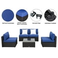 thumbnail image 3 of Kinbor 5 Pcs Outdoor Patio Furniture Set, Rattan Wicker Sofa Set with Coffee Table and Dark Blue Cushions, 3 of 9