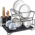 thumbnail image 1 of YOPTOP Dish Rack Dish Drying Stand Dish Drainer Plate Rack Dish rake Kitchen Organizer Dish Drying Rack Countertop Large Antibacterial Kitchen Utensils Dish racks Dish Stand (Black), 1 of 5
