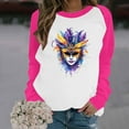 thumbnail image 5 of Byworldtasic Mardi Gras Long-Sleeve T-Shirt for Women Plus Size Raglan Sleeve Carnival Graphic Top, 5 of 6