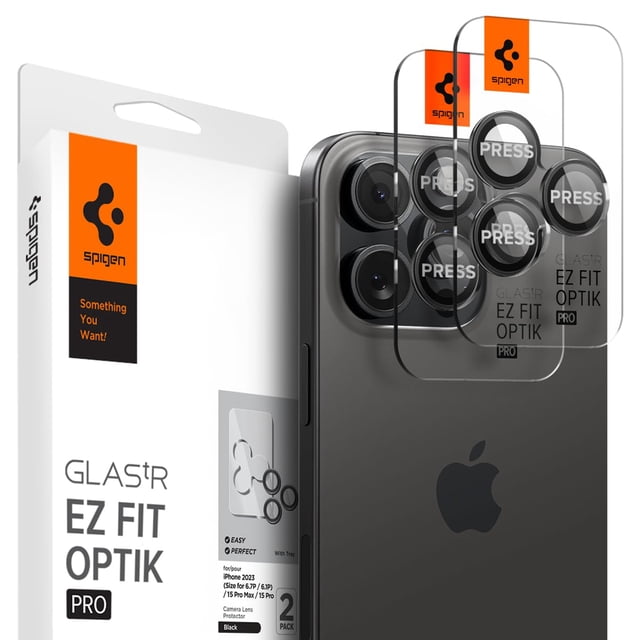Protector de lente de cámara Spigen para iPhone 14 Pro Max, paquete de 2, negro
