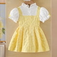 thumbnail image 7 of Gunia Baby Girls Dress Short Sleeve Elegant Lace Bow School Style Dress Party Gown Yellow Dress For Girls 0-3 Years, 7 of 7