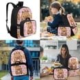 thumbnail image 2 of Yspwyqan Girls Backpack Set for School, Pink Heart Ice Cream Capybara Kids Backpack Matching Lunch Box Set 4Pcs, 17 Inch Large Capacity Adjustable Straps Daypack for Travel, 2 of 7
