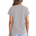 thumbnail image 5 of WULMLEO Women's Casual Cotton T-Shirt Rolled Cuff Short Sleeve Tops Lightweight Summer Top for Beach Trips Errands Light Gray 2XL, 5 of 6