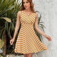 thumbnail image 7 of Orange And White Check Dress Summer Street Style Dresses Female Sleeveless Printed Sundress, 7 of 7