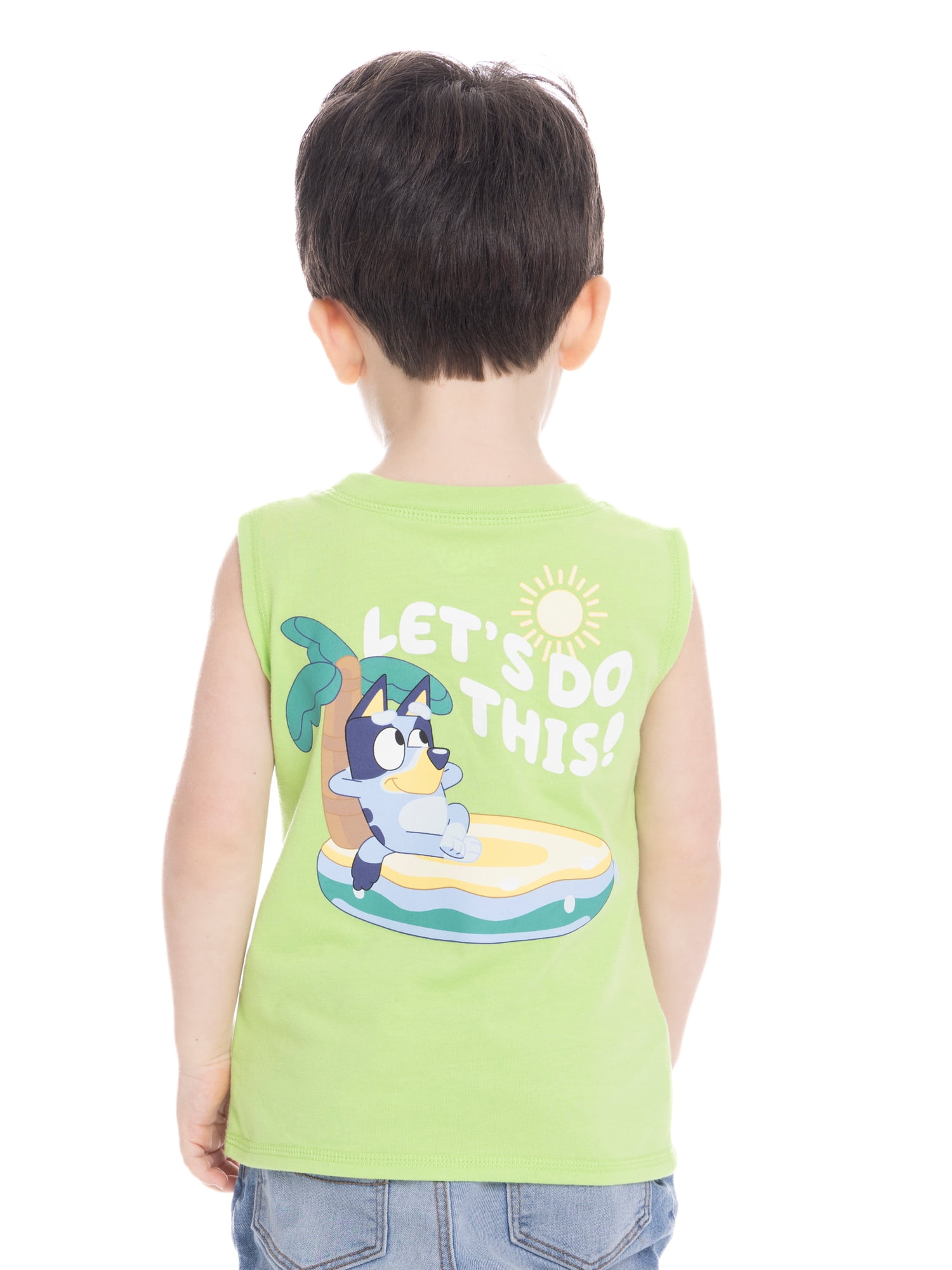 Bluey Toddler Boy Tank Top with Front and Back Graphics, Sizes 12M-5T