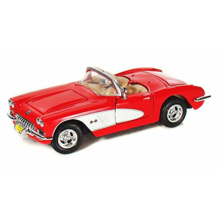 Chevy Corvette A/c - 1959 Chevy Corvette Convertible, Red - Motormax 73216 - 1/24 scale Diecast Model Toy Car