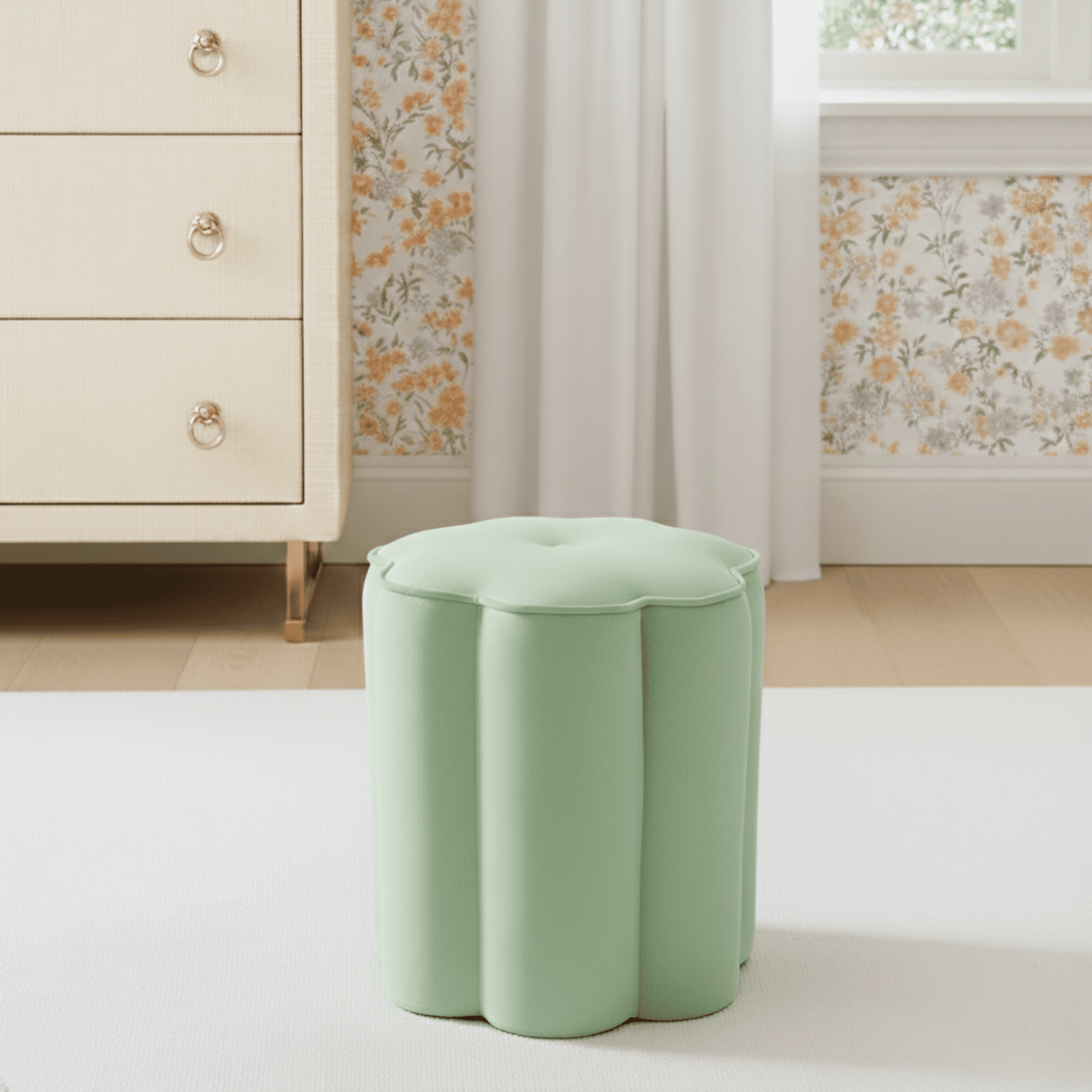 Mainstays Kids Petal Ottoman, Green
