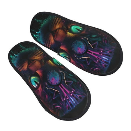 

Bingfone Futuristic Cat Warrior House Slippers for Women Men with Soft Rubber Sole Slip On for Indoor/Outdoor-Medium