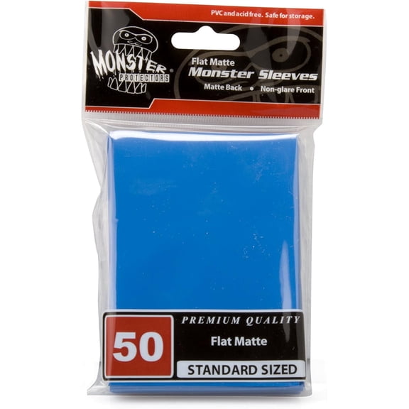 Monster Protectors Sleeves - Standard MTG Size Flat Matte - Blue (Fits Magic and Standard Sized Gaming Cards)