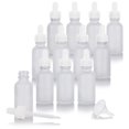 thumbnail image 1 of 1 oz Frosted Clear Glass Boston Round with White Dropper (12 pack) + Funnel, 1 of 4