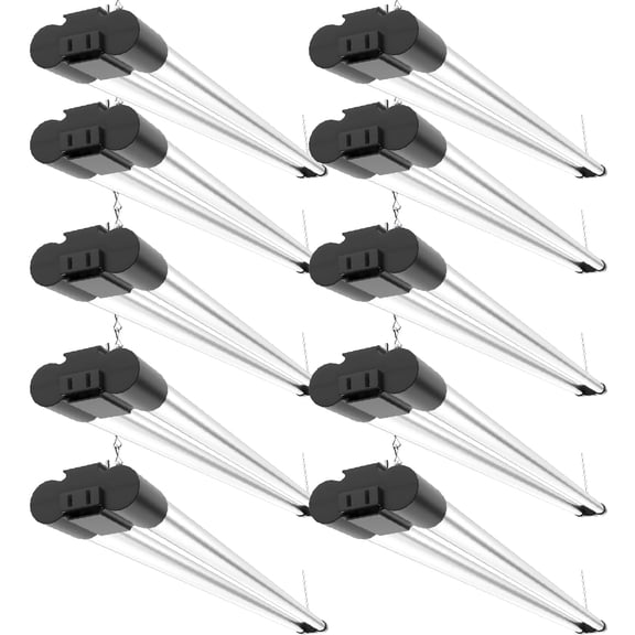Sunco 10 Pack LED Shop Lights 4FT, Plug in Linkable, Black, 40W=150W