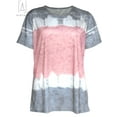 thumbnail image 4 of Gustave Women's Short Sleeve Tie Dye T-Shirts Summer Loose Casual Crew Neck Tops Ladies Printed Plus Size Tee Shirts Blouse "Gray, XL", 4 of 9