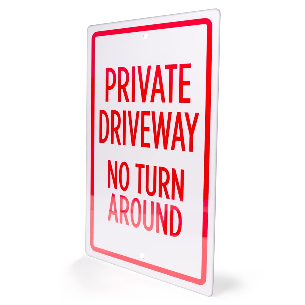 PRIVATE ROAD NO TURN AROUND 8"X12" Plastic Coroplast Sign w/Stake Security w 