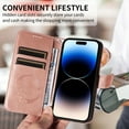 thumbnail image 4 of for Samsung Galaxy A32 5G Case Wallet for Women, Flip Folio Cover with Butterfly Pattern PU Leather Stand Card Holder Slots Wrist Strap Protective Phone Case for Samsung Galaxy A32 5G, Rosegold, 4 of 8