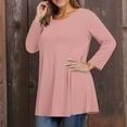 thumbnail image 5 of Dweltoz Plus Size Tunic Tops for Women 2025 Summer Crew Neck T Shirts 3/4 Sleeve Outfits Casual Soild Color Tees Blouses,Pink 2XL, 5 of 5