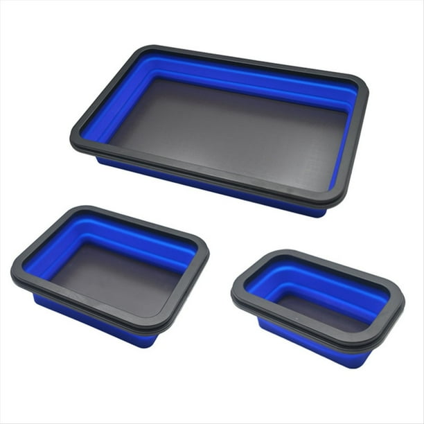 Bandeja Tornillos Magnética Plegable, Caja Organizadora Almacenamiento Piezas Herramientas Silicona, Bandeja Organizadora Piezas Herramientas Fontanero para Carpintería
