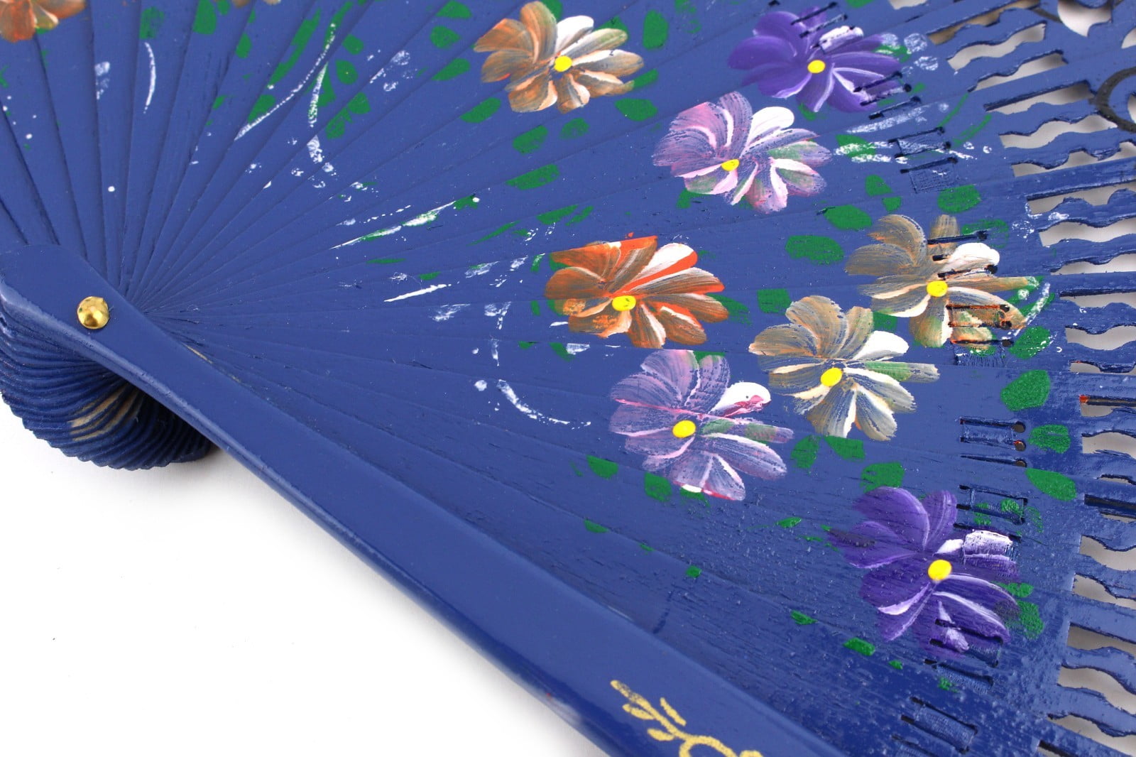 Double Sided Print Spanish Floral Design Hand Fold Fans Assorted Color Wood 6 PK D13424