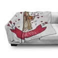 thumbnail image 3 of Valentines Day Soft Flannel Fleece Throw Blanket, Teddy Bear Violin Made Romantic Music Notes Heart I Love You, Cozy Plush for Indoor and Outdoor Use, 50" x 70", Red Brown, by Ambesonne, 3 of 6