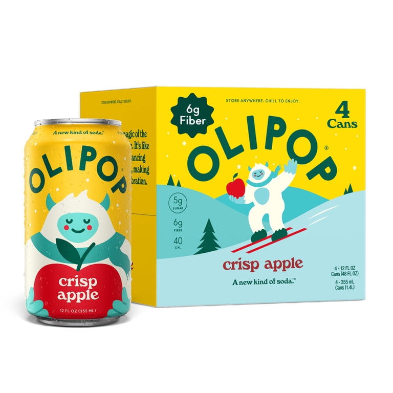OLIPOP Crisp Apple Prebiotic Soda, 12 fl oz, 4 Pack photo 1