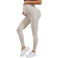 thumbnail image 5 of Gyujnb High Waist Textured Maternity Leggings Seamless Stretch Belly Support Yoga Fitness Daily Loungewear Pregnancy Activewear Pants,M, 5 of 7
