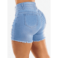 thumbnail image 2 of Women's High Waist Ripped Denim Shorts 3 Button Raw Hem Distressed Stretch for Casual Summer, 2 of 7
