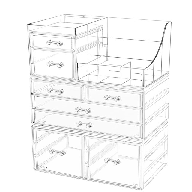 Cq Organizador De Maquillaje Acrílico Organizadores De Baño Y Almacenamiento con 8 Cajones para Tocador Cuidado De La Piel Escritorio Encimera Vitrina Cosmética Transparente Para Lápiz Labial Lociones Cq acrylic NA
