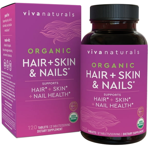 Viva Naturals Organic Hair, Skin & Nails 120 Tablets