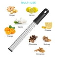 thumbnail image 5 of Lemon Classic Zester Grater with Handle, Kitchen Tool for Zesting Citrus Fruits & Finely Grating Parmesan Cheese, Garlic, Ginger, Coconut, Nutmeg, Wasabi, Chocolate etc, Stainless Steel, 5 of 6