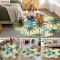 thumbnail image 6 of 7ft Washable Round Rug, Summer Palm Tree Non-Slip Circle Area Rug for Living Room Dining Room, Vintage Coconut Tree Botanical Tropical Leaf Yellow Indoor Floor Mat for Home Decor, 6 of 9