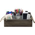 thumbnail image 3 of MyGift Distressed Barnwood Style Beer Bottle Crate with Rope Handles and Metal Divider Panels, Brown, 3 of 6