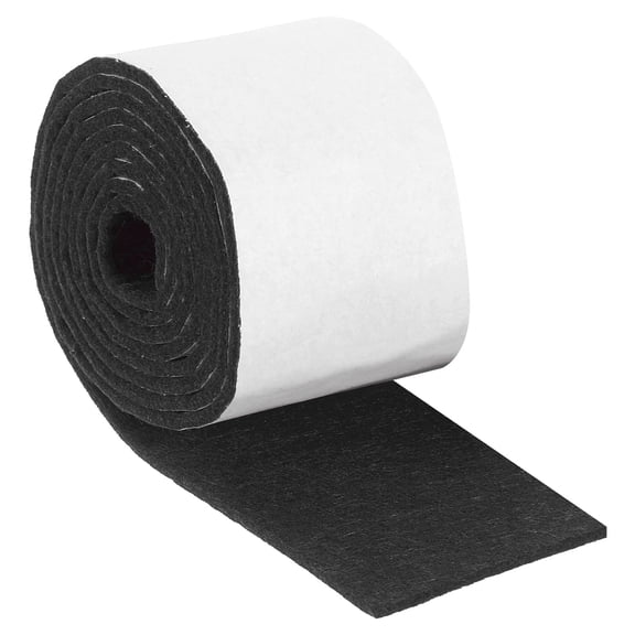 Felt Strips with Adhesive Backing,  2" x 60" x 0.12" Adhesive Felt Strips Anti Scratch Furniture Felt Tapes Self-Stick Felt Pads for Protecting Hardwood Floor, Black