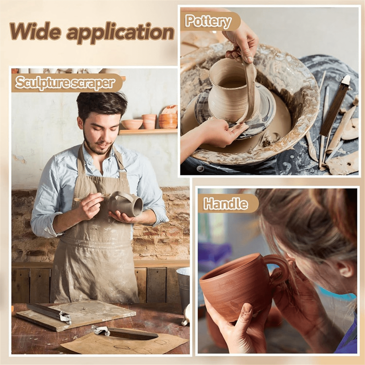 5 Pieces Clay Extruder Tool Pottery Carving Tool Pottery Cup Handle Shape Tool Teacup Mug Handle Clay Cutters,5 x Mug Handle Clay Cutters