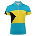 thumbnail image 4 of Bahamas Flag Men Zipper T-shirt Summer Casual Short Sleeve T-shirt Top, 4 of 7