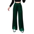 thumbnail image 1 of Txlixc Pantalones de terciopelo de piernas anchas para mujeres, pantalones elásticos casuales de cintura alta y ancha Txlixc  moda, 1 of 5
