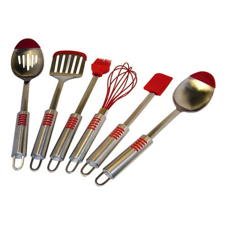 6-Piece Utensil Set, Stainless Steel and Silicone