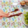 thumbnail image 6 of Easter and Bunnies Light Blue Stripe Pattern Round Tablecloth 60", Wrinkle-Resistant Wipeable Cover for Kitchen, Dining, Picnic & Patio, 6 of 6