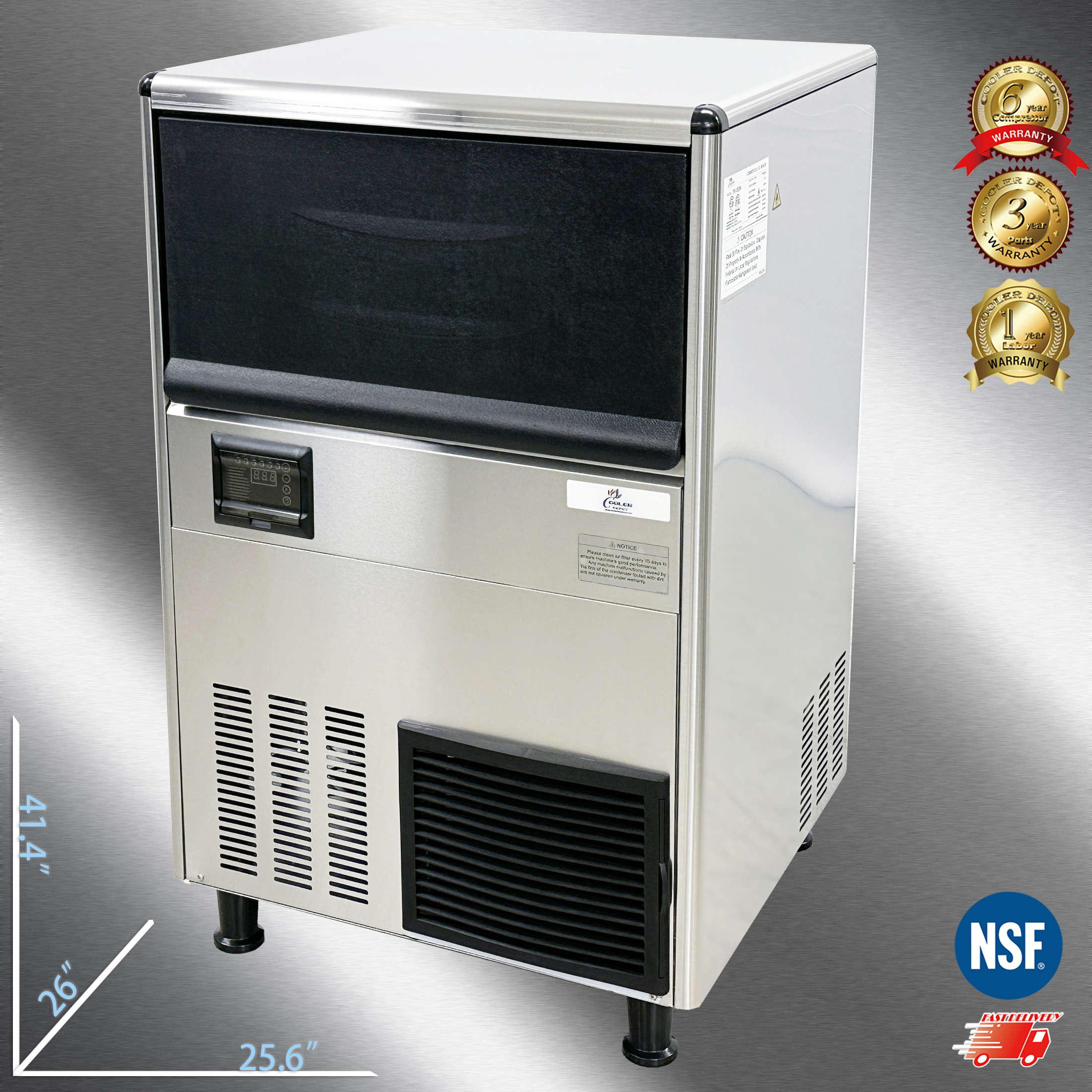 Cooler Depot NSF 260 lb Commercial Nugget Ice Maker with 110 lb Storage Bin, Model SK-269N