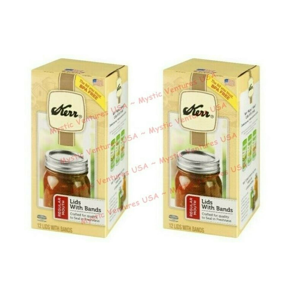 2 BOXES 12ct KERR Regular Canning Jar Lids and Rings NEW SEALED 24