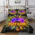 thumbnail image 1 of Erosebridal Neon Gamepads Coverlet Set King,Gradient Geometric Buffalo Bedding Set,Video Game Decor,Ultra Soft,3 Pieces, 1 of 5