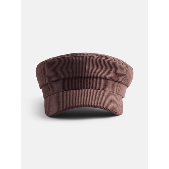 No Boundaries Women's Corduroy Baker Boy Hat, Chocolate