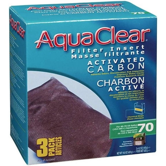 Aquaclear Activated Carbon Filter Inserts [Aquarium, Filter & Bio Bags] Size 70 - 3 count
