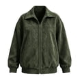 thumbnail image 4 of uublik Faux Suede Jackets for Women Army Green Long Sleeve Casual Zip Up Coat Trendy Fall Clothes, 4 of 7
