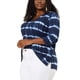 thumbnail image 2 of Women's Plus Size T-shirt Tye Dye Side Slit 3/4 Sleeve Stripe Top Blue 4X, 2 of 7