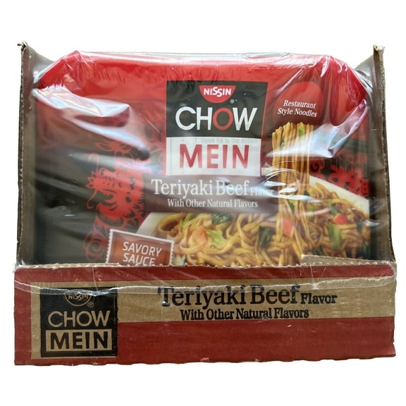 Nissin 4 oz Chow Mein Premimum Teriyaki Beef Noodles, Pack of 8