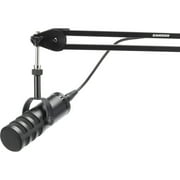 Samson Q9U XLR/USB Dynamic Broadcast Microphone + Professional Studio Reference Headphones + Mic Boom Arm + Mic Cable + Cloth - Top Value Bundle