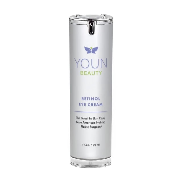 Crema para ojos YOUN Beauty Retinol del cirujano plástico holístico Dr. Anthony Youn - Crema para ojos de noche sin parabenos con 1% de retinol y ácido hialurónico - Crema debajo de los ojos para hidr